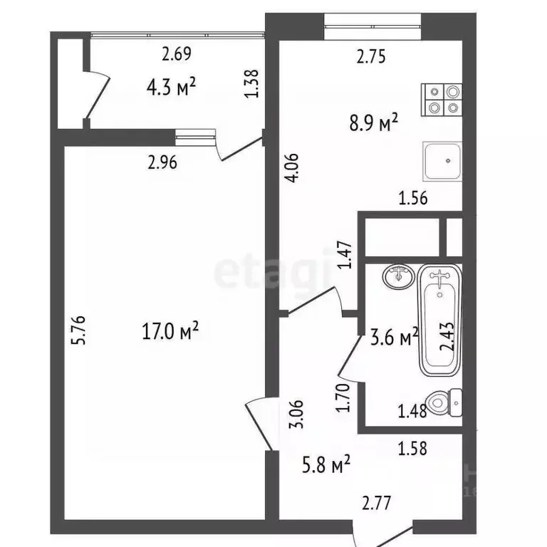 1-к кв. Краснодарский край, Анапа Парковая ул., 79к2 (35.3 м) - Фото 2