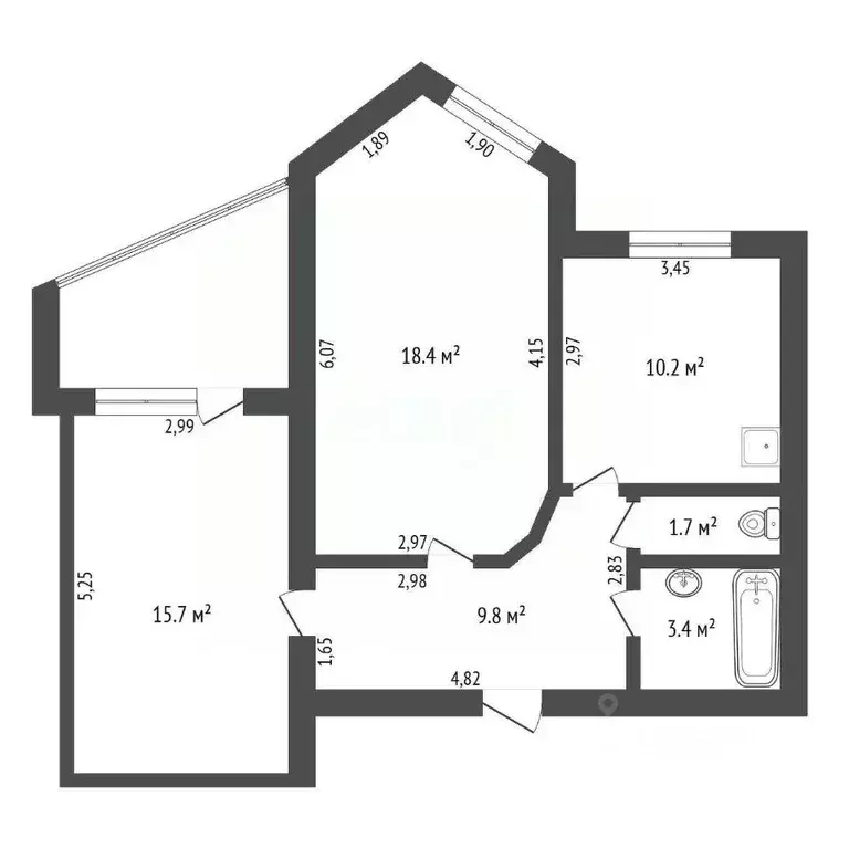 2-к кв. Амурская область, Благовещенск ул. Шевченко, 44 (59.2 м) - Фото 1