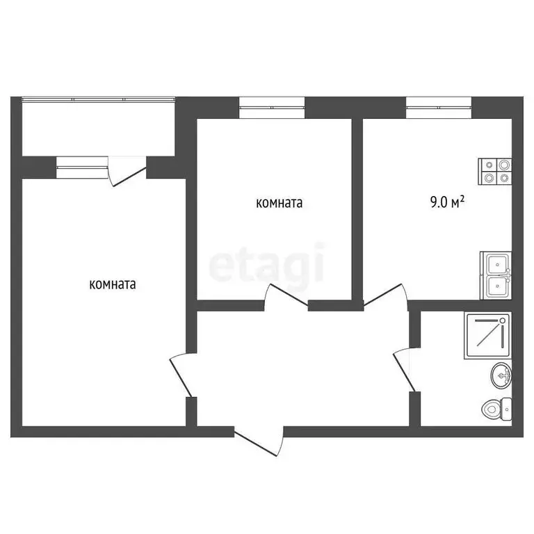 2-комнатная квартира: Тюмень, Солнечный проезд, 27 (54.3 м) - Фото 1