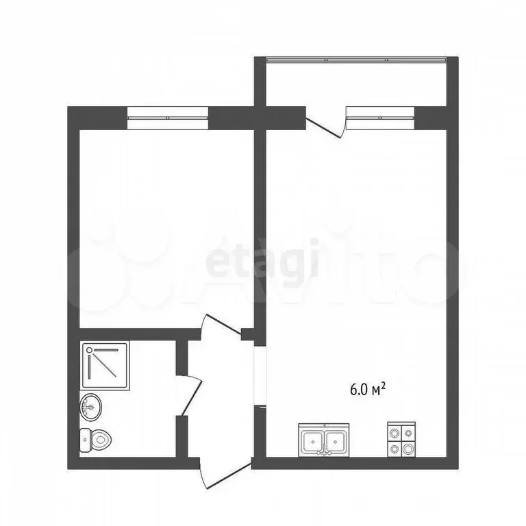 1-к. квартира, 34 м, 4/8 эт. - Фото 0