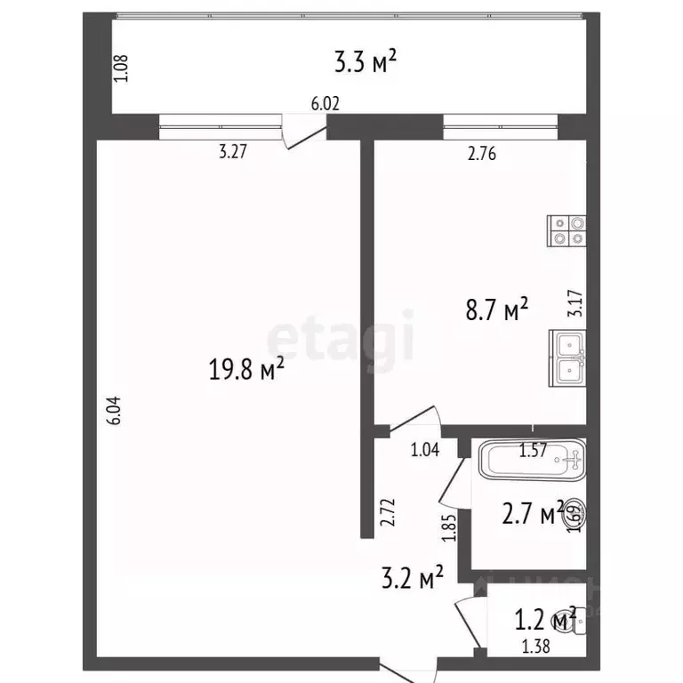 1-к кв. Забайкальский край, Чита ул. Курнатовского, 71к3 (38.9 м) - Фото 2