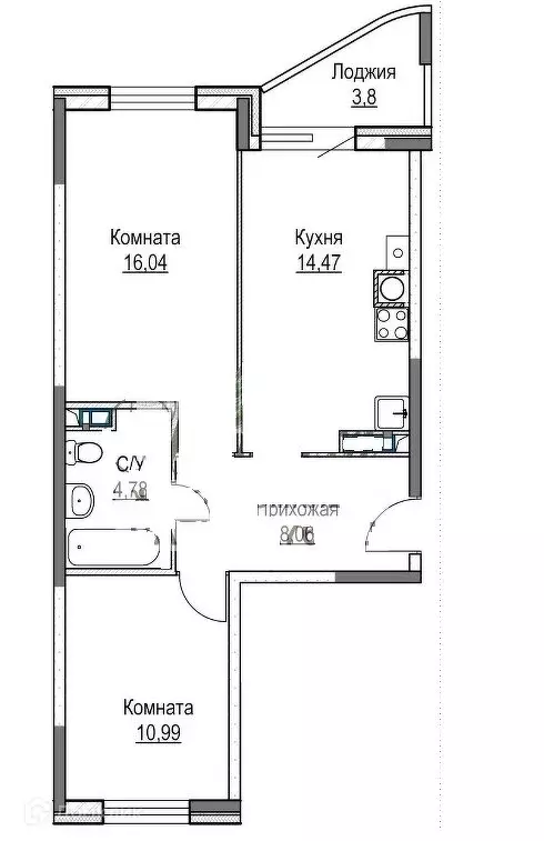 Продаётся 2-к квартира, 58.14 м - Фото 0