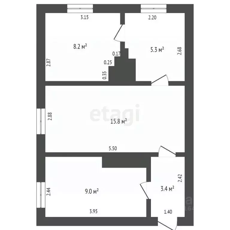 3-к кв. Крым, Кировский район, с. Синицыно ул. Гоголя, 34 (41.7 м) - Фото 2