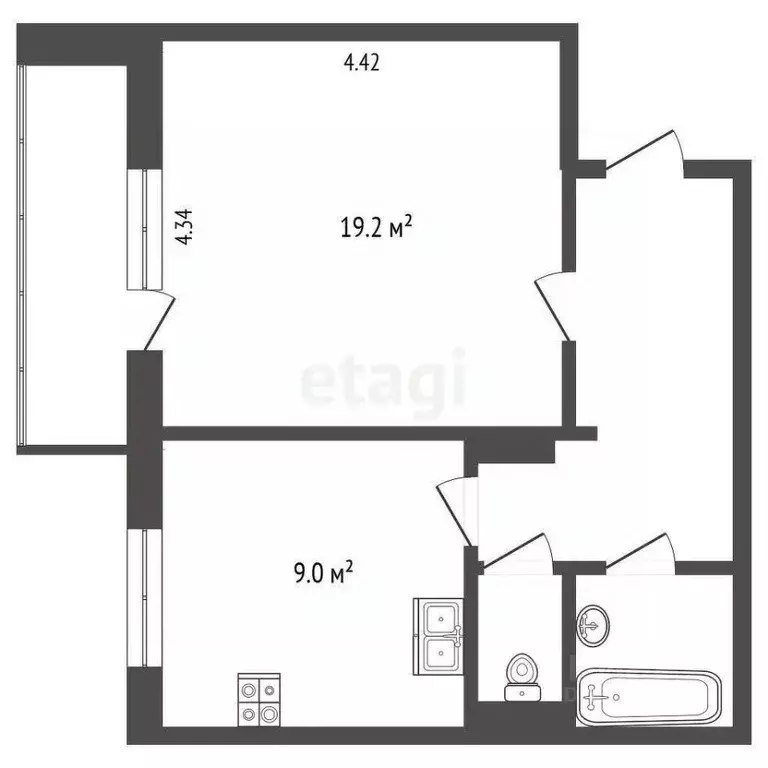 1-к кв. Ханты-Мансийский АО, Сургут ул. Чехова, 5/1 (39.8 м) - Фото 1