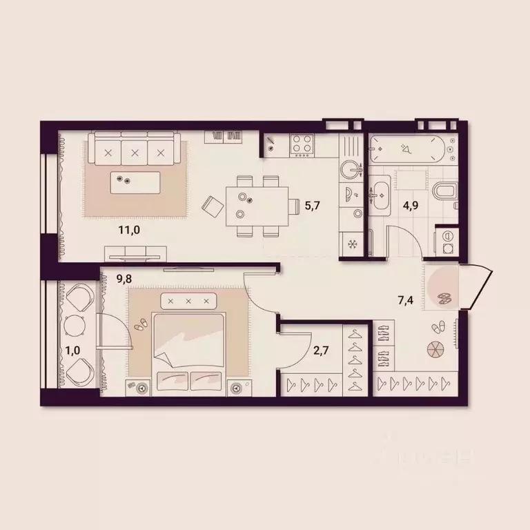 1-к кв. Приморский край, Артем ул. Куйбышева, 11А (42.52 м) - Фото 1