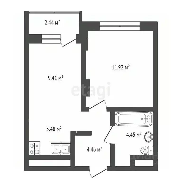 1-к кв. Тюменская область, Тюмень Полевая ул., 108 (38.35 м) - Фото 1