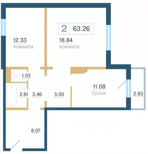 2-к кв. Красноярский край, Красноярск Нанжуль-Солнечный ЖК, 7 (63.26 . - Фото 1