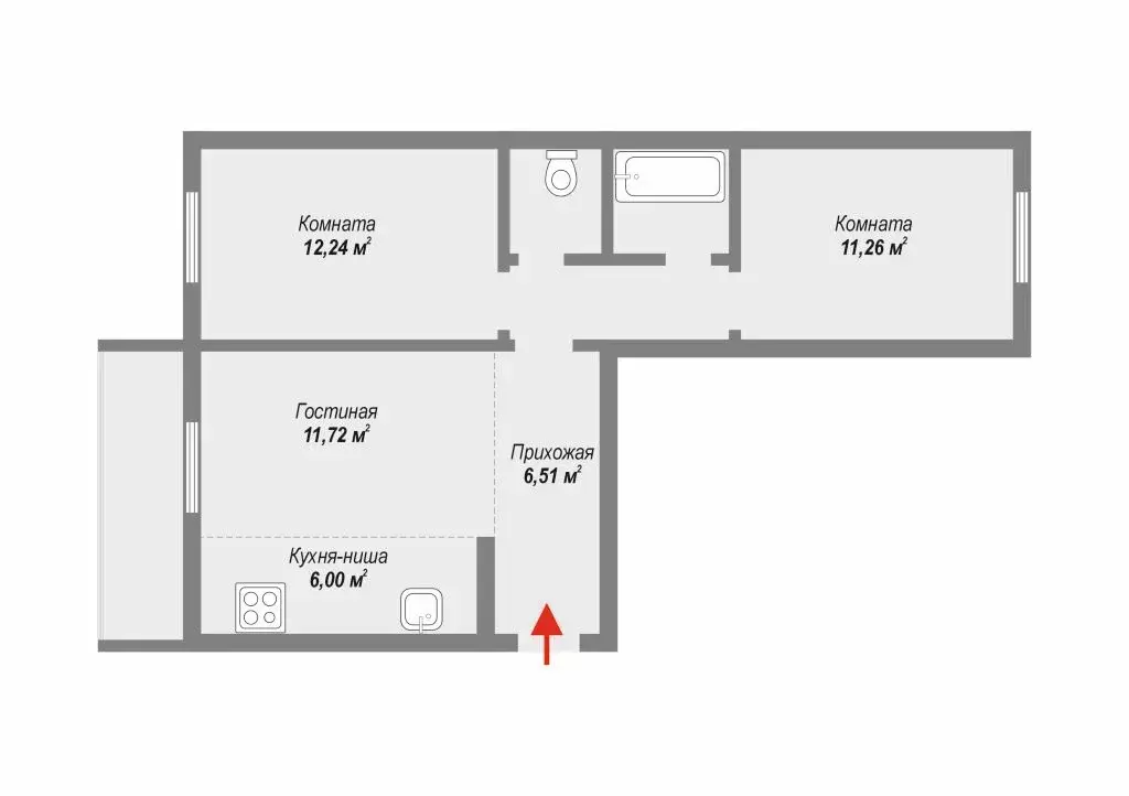 2-комнатная квартира: Екатеринбург, улица Академика Парина, 13 (55.7 ... - Фото 2