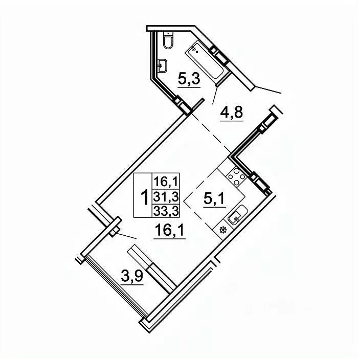 1-к кв. Приморский край, Владивосток Лесная ул., 1В/1 (33.3 м) - Фото 0