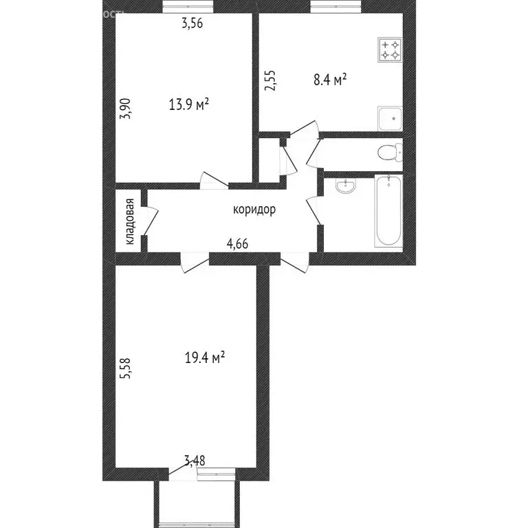 2-комнатная квартира: Ярославль, Первомайская улица, 9 (55.1 м) - Фото 1