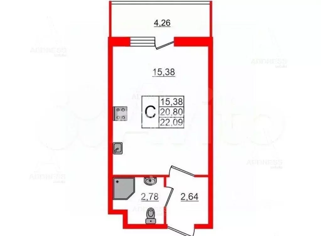 Квартира, студия, 21 м - Фото 1