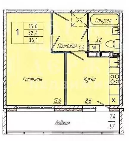 1-к кв. Кемеровская область, Кемерово ул. 2-я Заречная, 20 (36.0 м) - Фото 2
