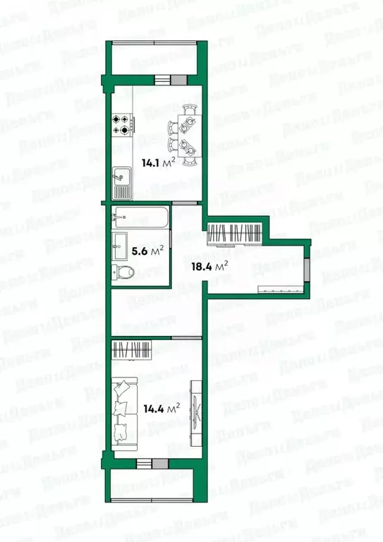 1-к кв. Кировская область, Киров ул. Преображенская, 82/1 (52.5 м) - Фото 2