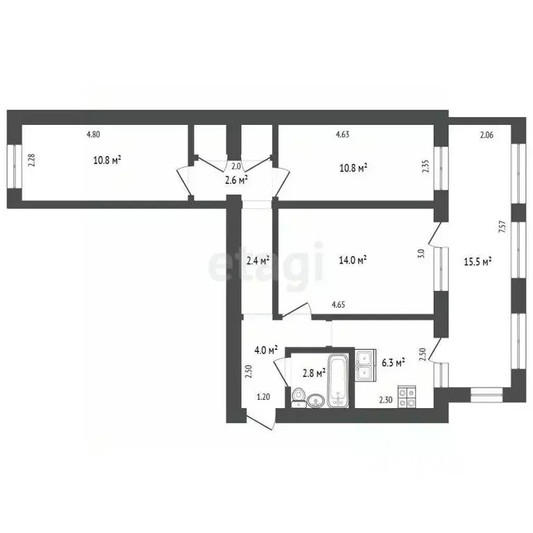 3-к кв. Крым, Ялта муниципальный округ, Гаспра пгт ул. Риекская, 5 ... - Фото 2