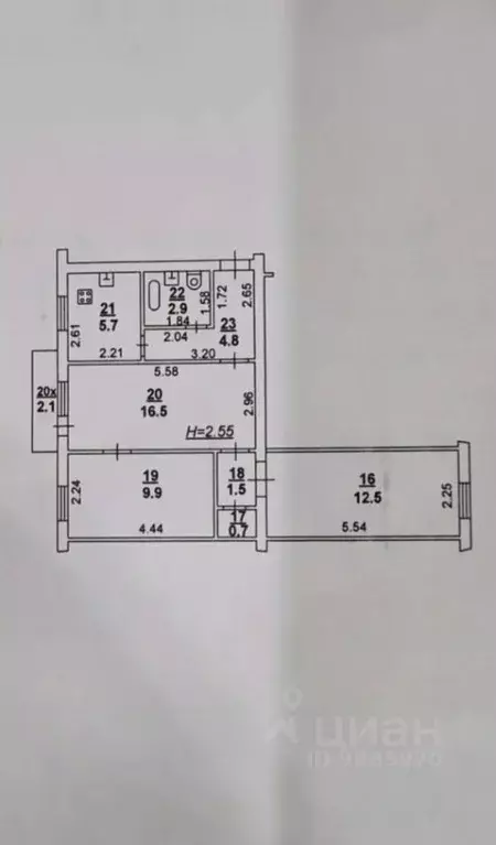 3-к кв. Ростовская область, Ростов-на-Дону просп. Соколова, 6Ж (54.5 ... - Фото 2
