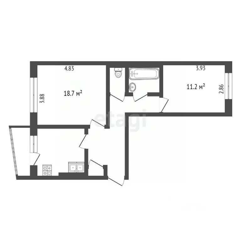 2-к кв. Ханты-Мансийский АО, Сургут ул. Профсоюзов, 40 (56.8 м) - Фото 1