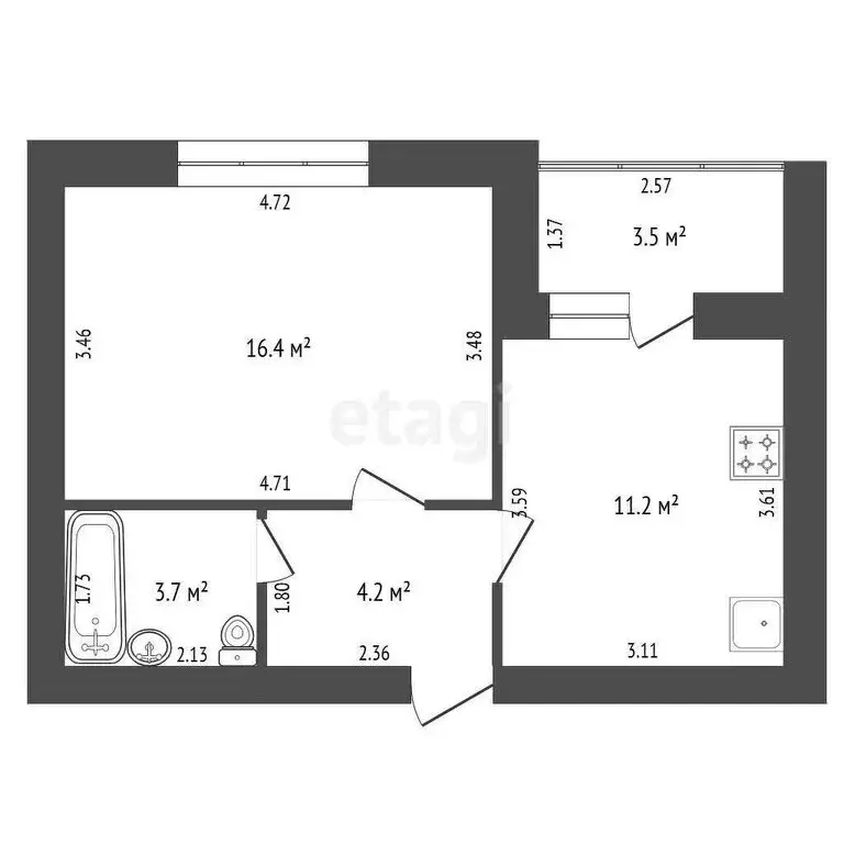 1-комнатная квартира: Мариинский, микрорайон Лазурный, Лазурная улица, ... - Фото 1