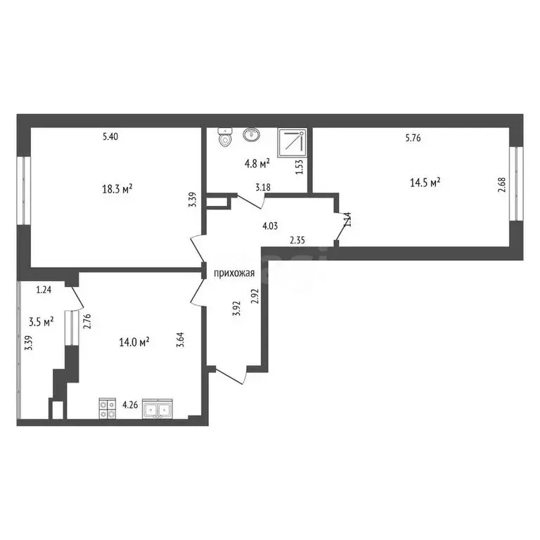 2-комнатная квартира: Пионерский, улица Генерала Ракова, 2 (63 м) - Фото 1