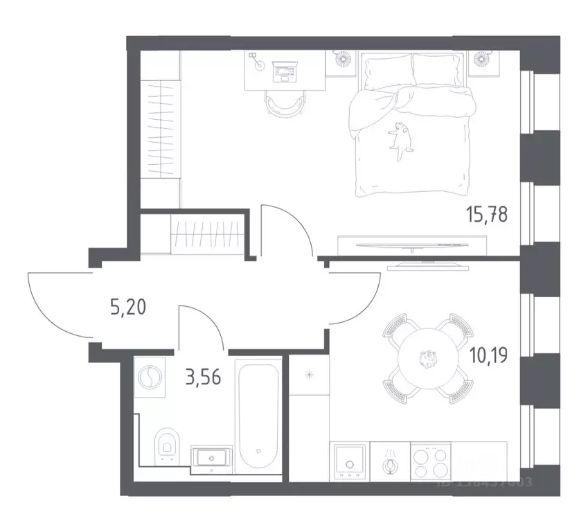 1-к кв. Татарстан, Казань Зилант Премьер жилой комплекс (34.73 м) - Фото 1