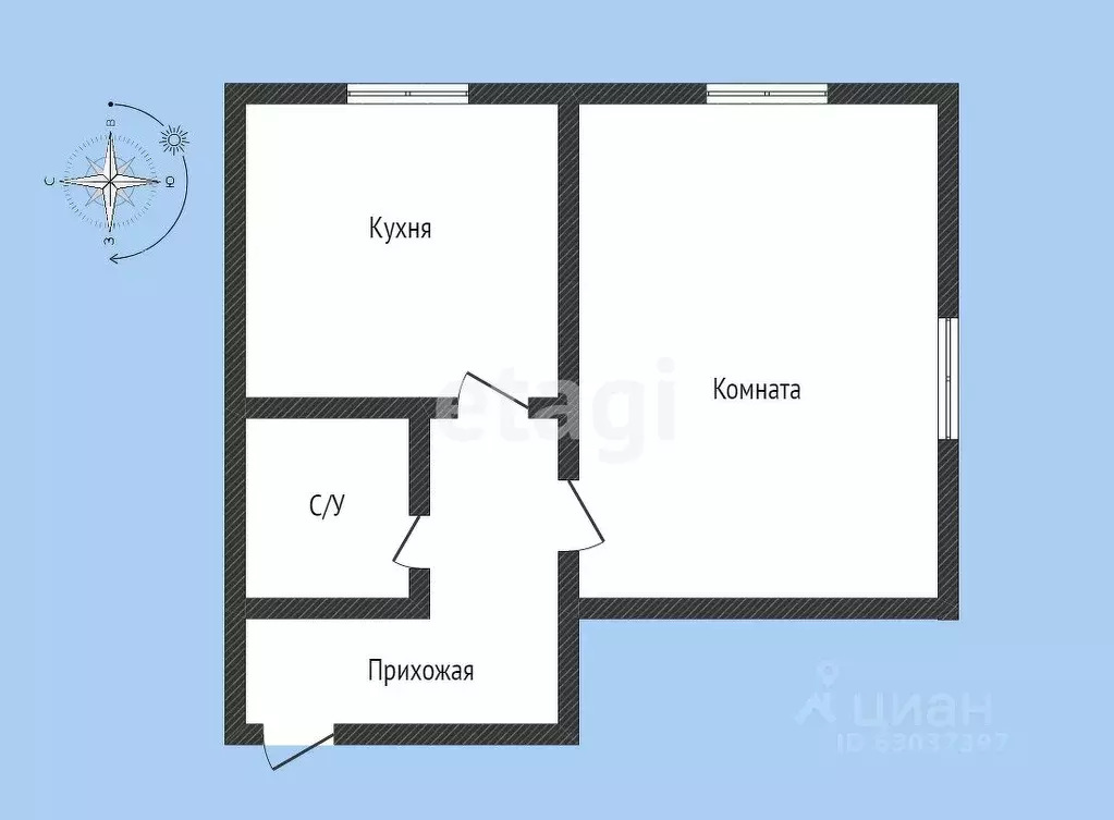 1-к кв. Краснодарский край, Горячий Ключ Заводская ул., 48 (34.0 м) - Фото 1