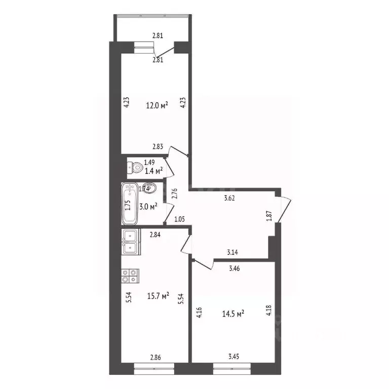 2-к кв. Мордовия, Саранск ул. Фурманова, 38 (60.0 м) - Фото 2
