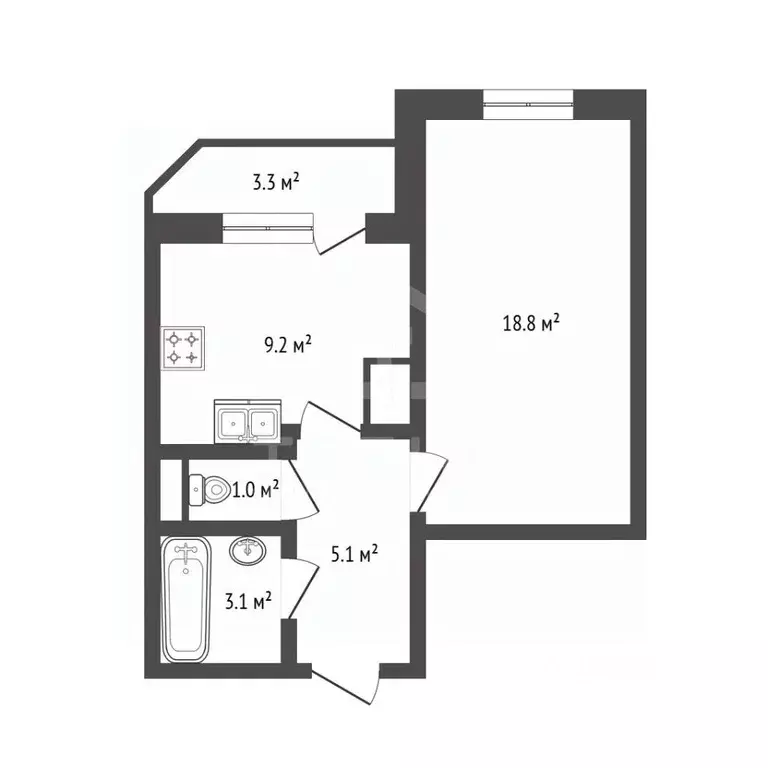 1-к кв. Санкт-Петербург Народная ул., 53к3 (37.2 м) - Фото 1