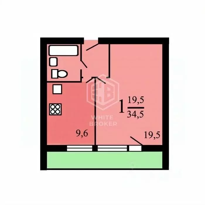 1-к кв. Московская область, Видное Строительная ул., 25 (34.5 м) - Фото 1