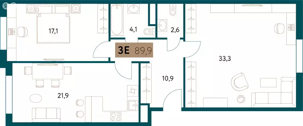 3-комнатная квартира: Москва, Винницкая улица, 8к1 (89.8 м) - Фото 0