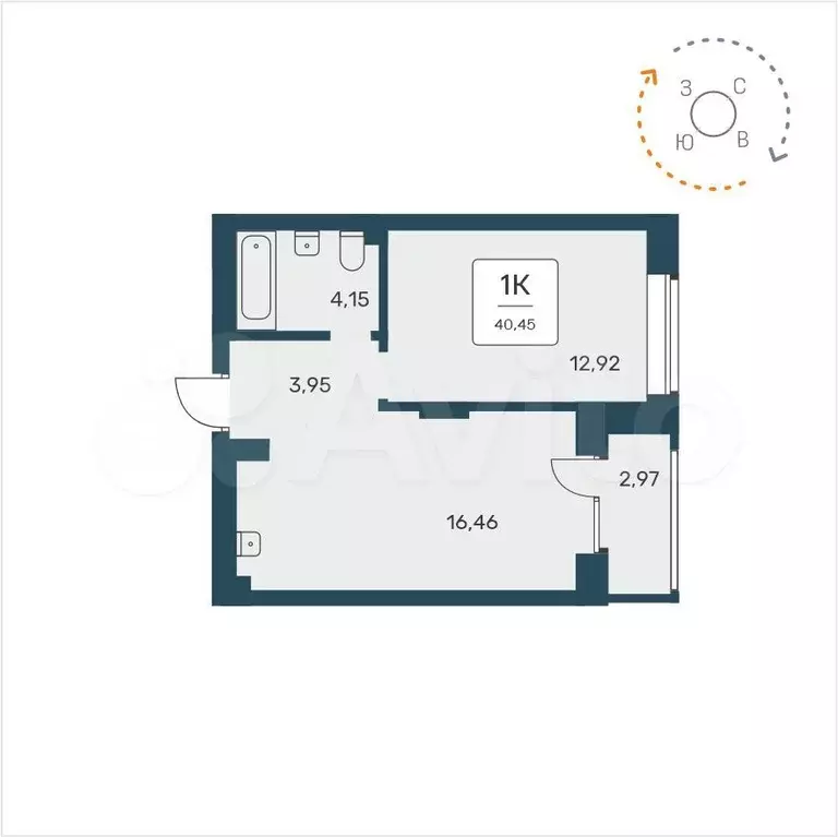 1-к. квартира, 40,5 м, 9/9 эт. - Фото 0