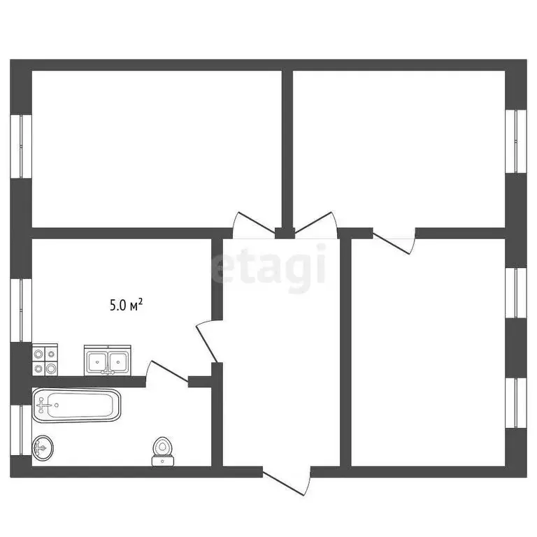 3-комнатная квартира: Камышлов, улица Карла Маркса, 2 (60.4 м) - Фото 1
