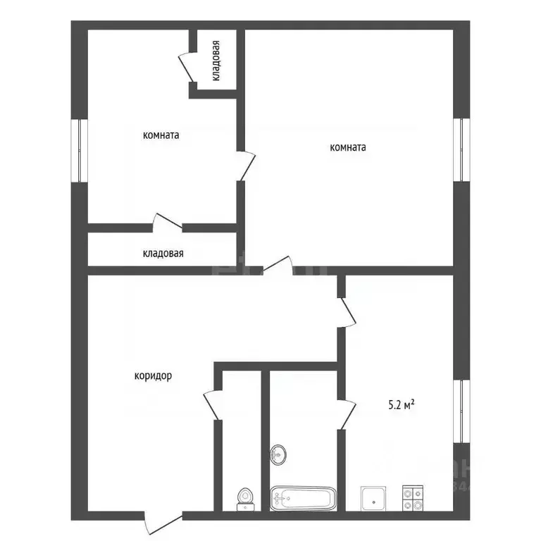 2-к кв. Тюменская область, Тюмень ул. Республики, 171 (42.8 м) - Фото 1