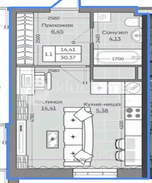 Студия Татарстан, Казань ул. Рауиса Гареева, 103А (30.2 м) - Фото 2