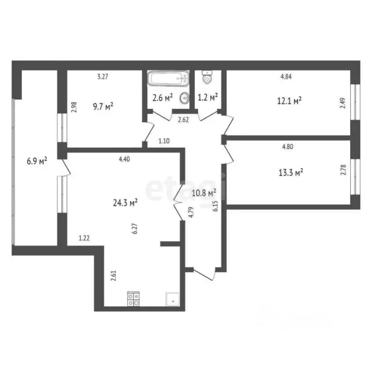 3-к кв. Тюменская область, Тюмень Широтная ул., 148к1 (74.0 м) - Фото 1