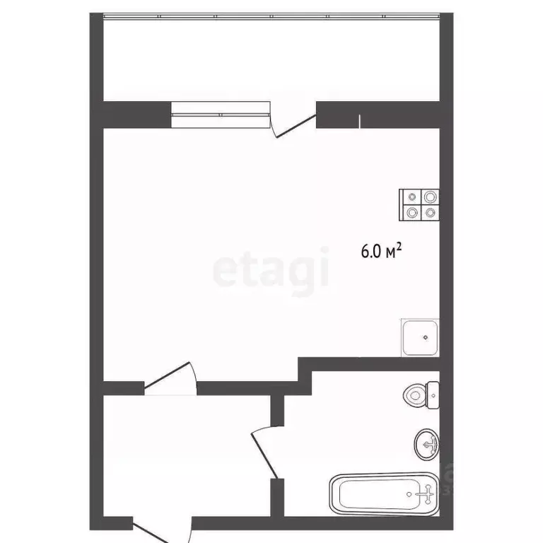 Студия Тюменская область, Тюмень ул. Верхнетарманская, 5 (32.6 м) - Фото 2