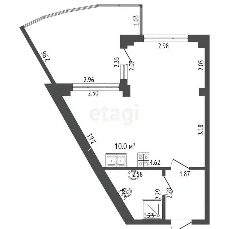 Студия Севастополь ул. Парковая, 7 (40.0 м) - Фото 2