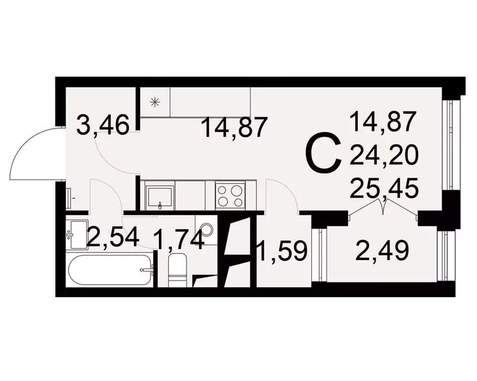 Квартира-студия: Тула, Одоевское шоссе, 73 (25.45 м) - Фото 0