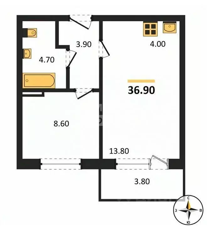 1-к кв. Новосибирская область, Новосибирск ул. Связистов, 13/2 (36.9 ... - Фото 1