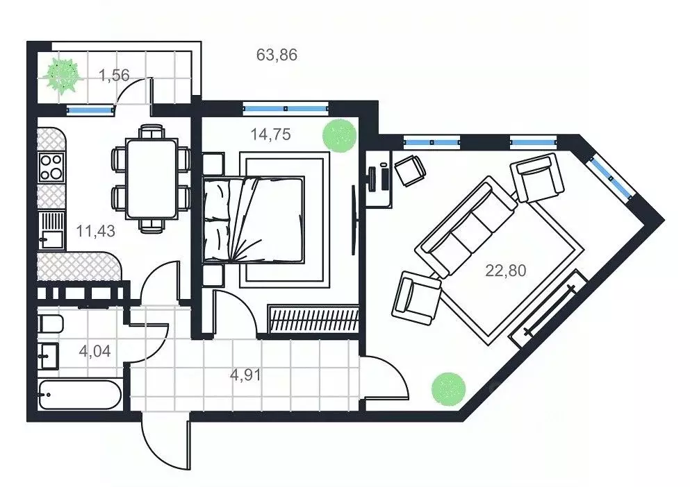 2-к кв. Дагестан, Каспийск просп. Акулиничева (63.86 м) - Фото 0