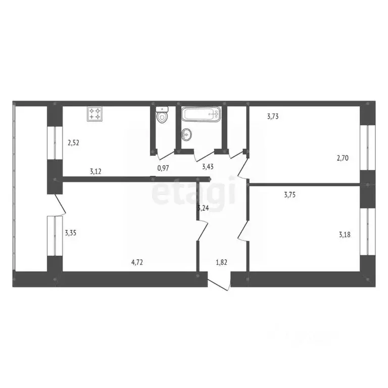 3-к кв. Амурская область, Белогорск ул. Кирова, 47 (59.5 м) - Фото 2