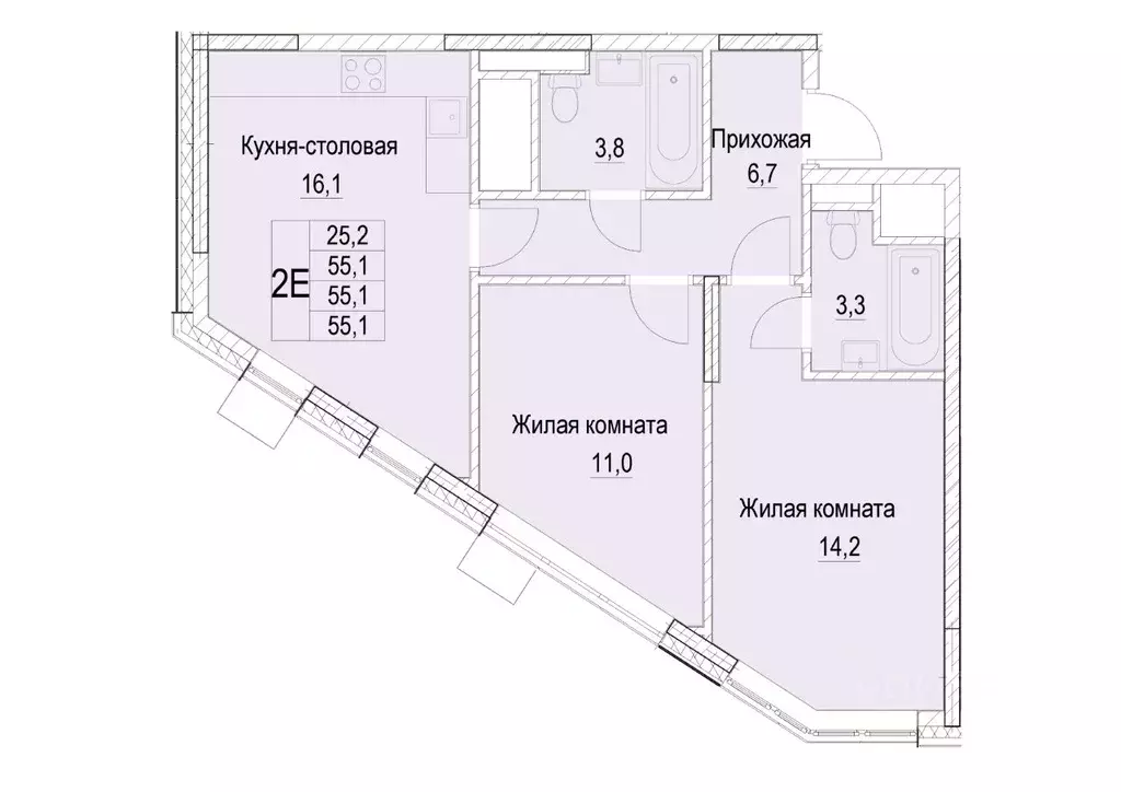 2-к кв. Московская область, Мытищи ул. Академика Каргина, 26А (55.1 м) - Фото 0