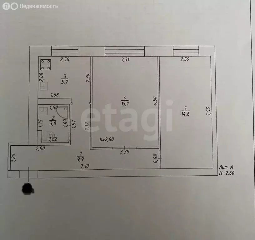 2-комнатная квартира: Казань, улица Чкалова, 13 (48 м) - Фото 1