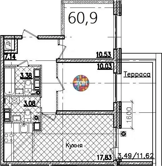 2-к кв. Санкт-Петербург Полюстровский просп., 75 (60.9 м) - Фото 1