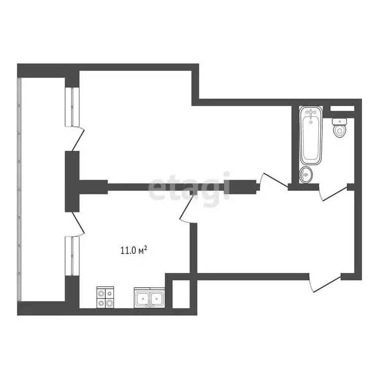 1-комнатная квартира: Тобольск, 15-й микрорайон, 16 (46 м) - Фото 1