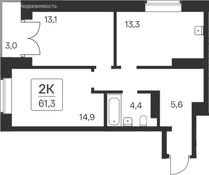 2-комнатная квартира: Новосибирск, ЖК Расцветай на Красном (58.3 м) - Фото 0