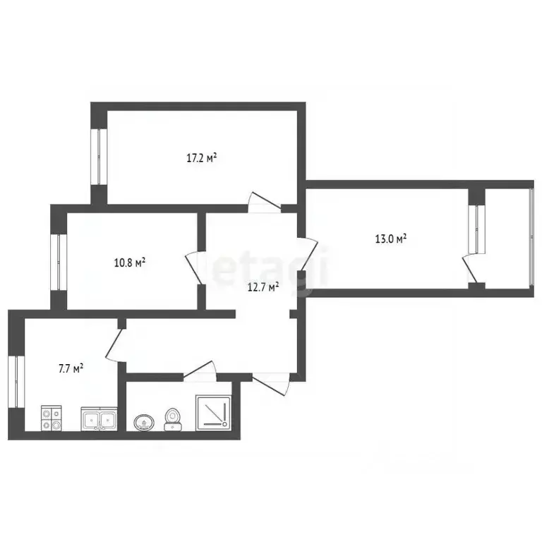 3-к кв. Ямало-Ненецкий АО, Новый Уренгой Советский мкр, 1/3 (66.6 м) - Фото 2