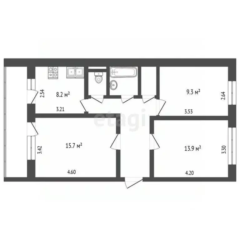 3-к кв. Томская область, Томск Алтайская ул., 90 (61.0 м) - Фото 1