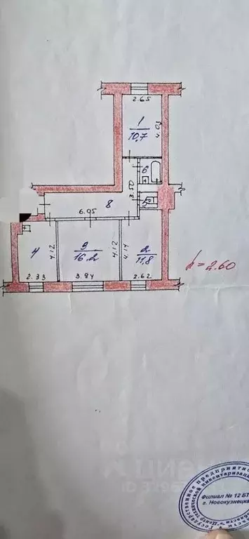3-к кв. Кемеровская область, Новокузнецк ул. Пархоменко, 74 (61.8 м) - Фото 1
