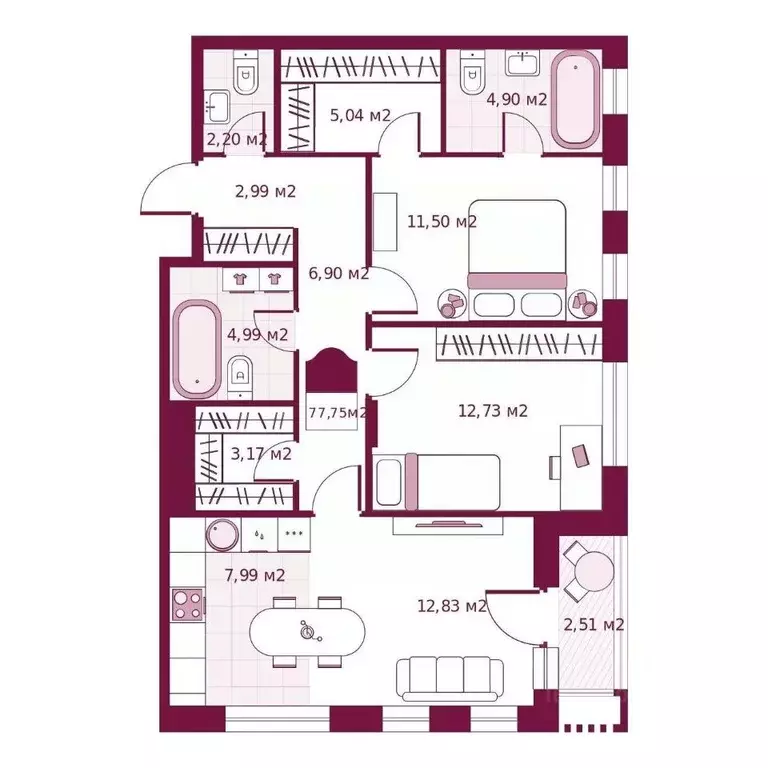 2-к кв. Тюменская область, Тюмень ул. Герцена, 33 (77.75 м) - Фото 0