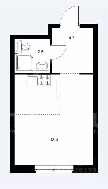 Студия Санкт-Петербург просп. Орлово-Денисовский, 19к2 (25.7 м) - Фото 2