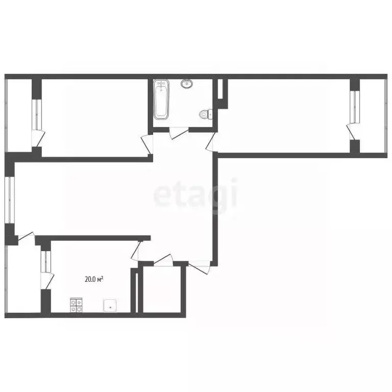 3-к кв. Тюменская область, Тюмень ул. Малыгина, 90 (130.3 м) - Фото 1